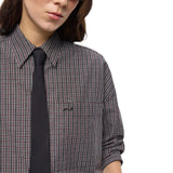 Camicia donna cropped a quadretti con cravatta