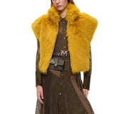 Gilet donna cropped effetto pelliccia