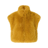 Gilet donna cropped effetto pelliccia