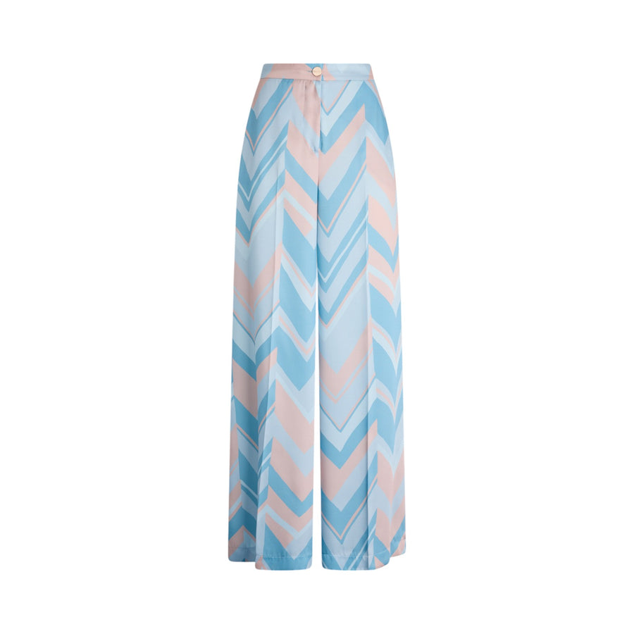 Pantaloni donna a palazzo in twill stampato