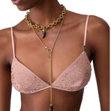 Top donna in tulle con ricami gioiello