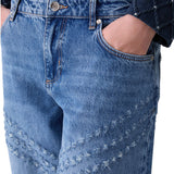 Jeans donna flare con dettagli laserati