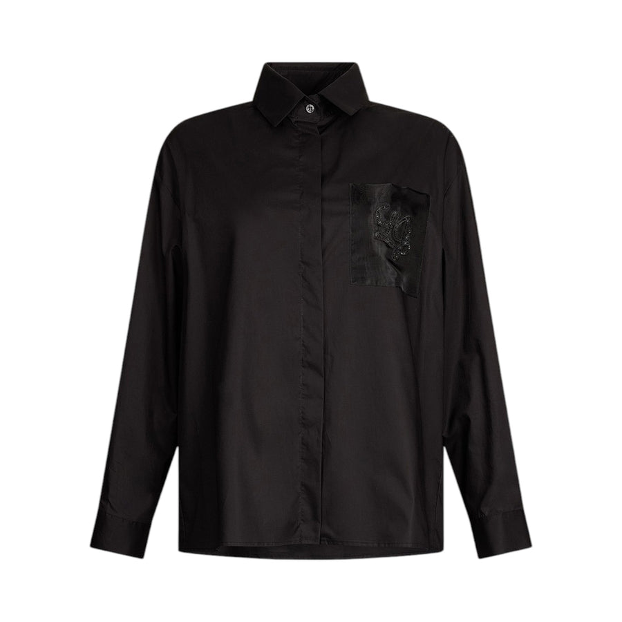 Camicia donna in popeline con strass