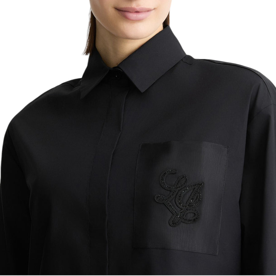 Camicia donna in popeline con strass