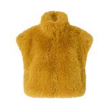 Gilet Donna cropped effetto pelliccia