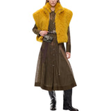 Gilet Donna cropped effetto pelliccia