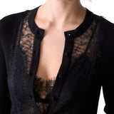Cardigan donna con inserto in pizzo
