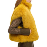 Gilet Donna cropped effetto pelliccia
