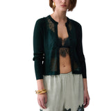 Cardigan donna con inserto in pizzo