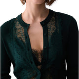 Cardigan donna con inserto in pizzo