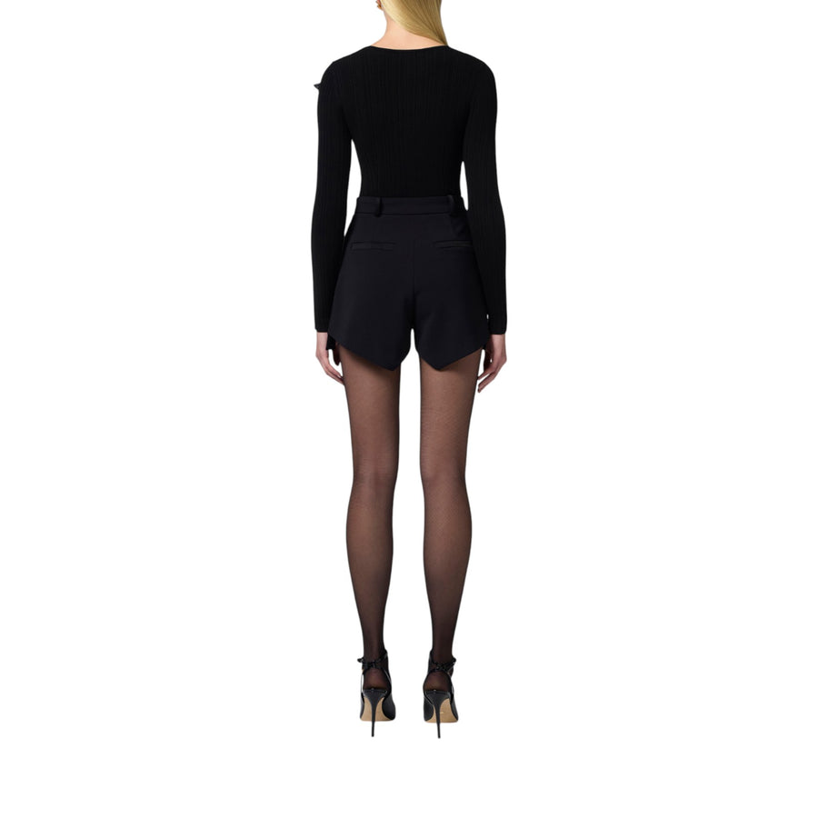 Shorts donna  smoking in crêpe con bande in raso