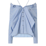 Camicia donna in popeline di cotone a righe