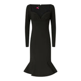 Abito Donna midi aderente con scollo a cuore e volant