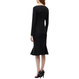 Abito Donna midi aderente con scollo a cuore e volant