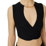 Top donna in maglia con dettaglio gioiello