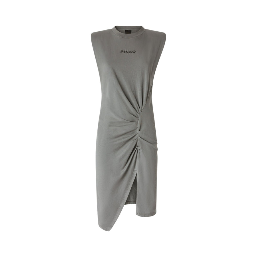 Abito donna midi in maglia con spalle imbottite