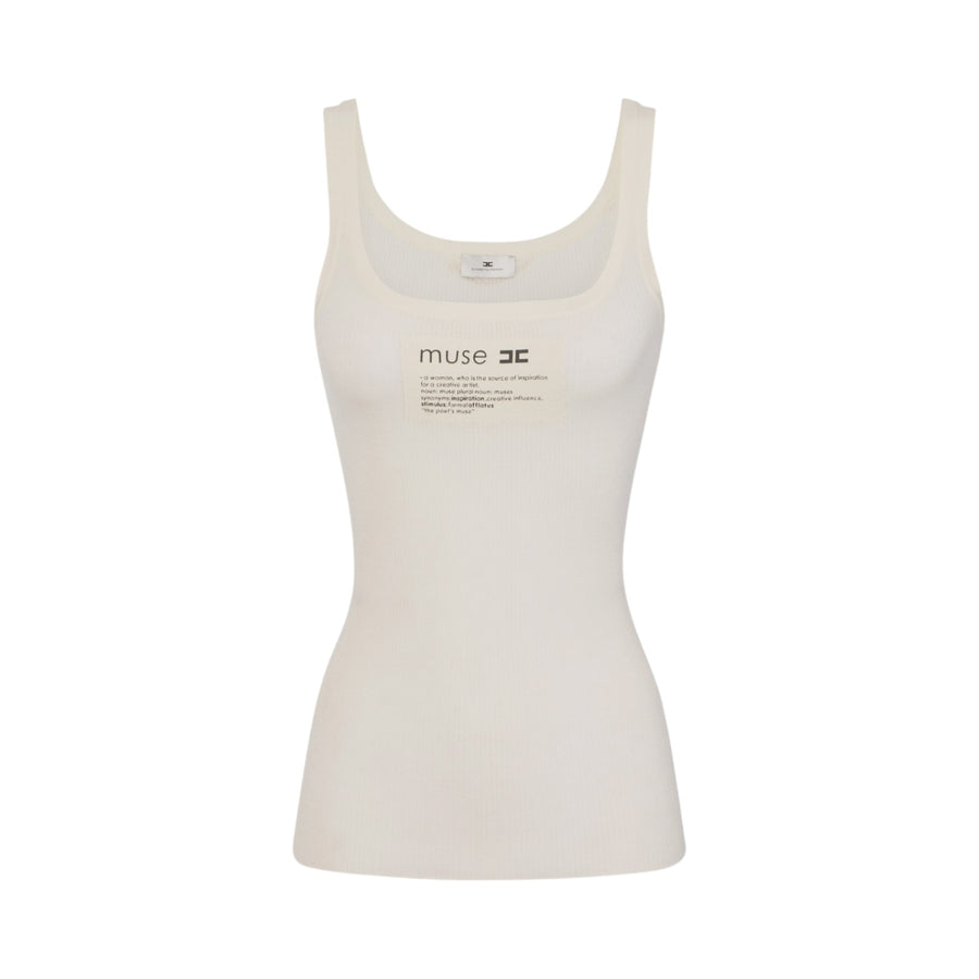 Top donna in maglia con dettaglio lettering