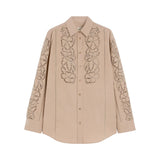 Camicia donna morbida in popeline ricamato