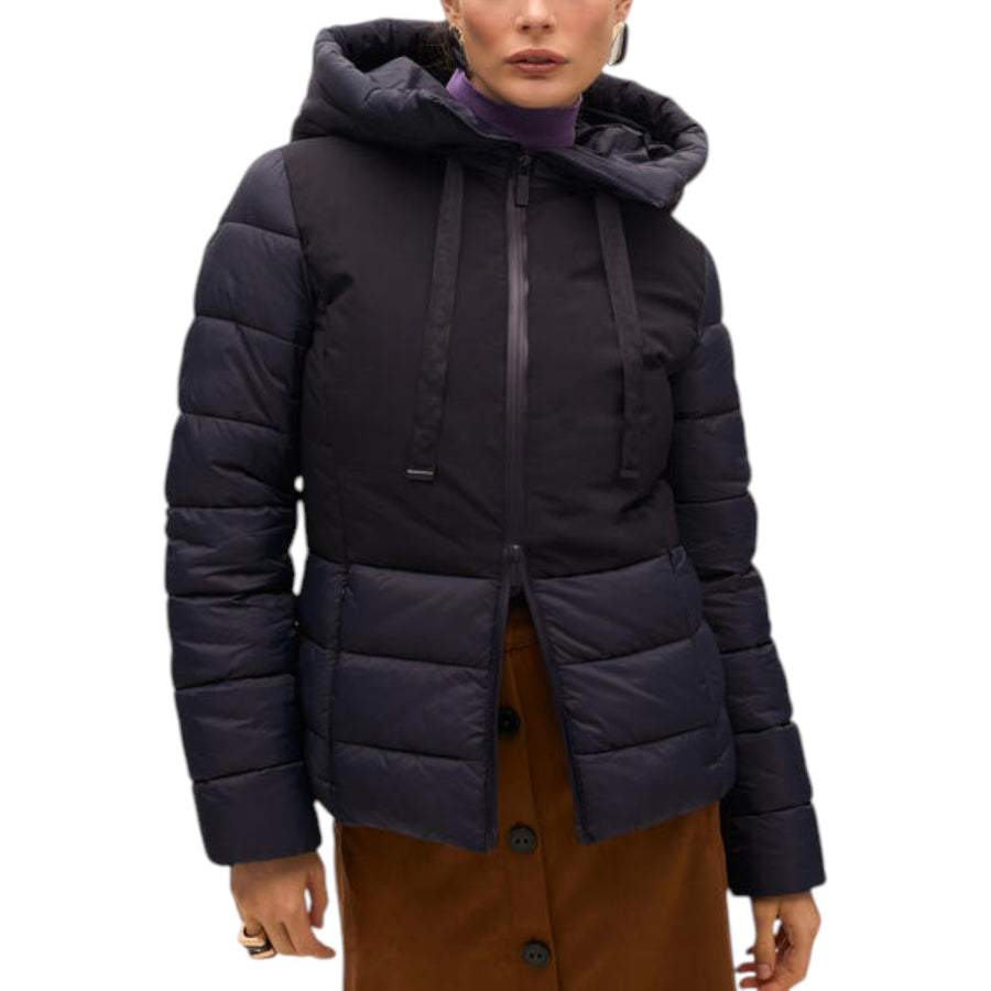 Anorak donna corto imbottito aderente a contrasto