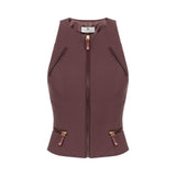 Top donna in doppio crêpe con dettagli zip