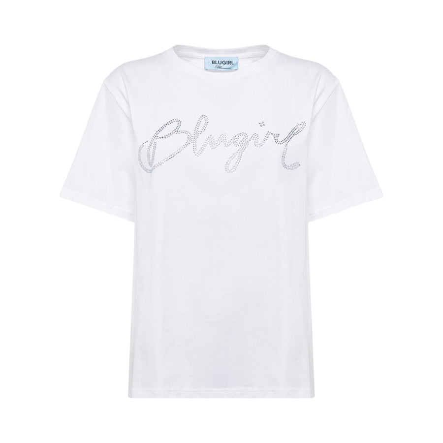 T-shirt donna in cotone con strass