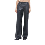 Pantaloni donna dritti in tessuto spalmato