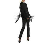 Maglia donna girocollo con frange e perle