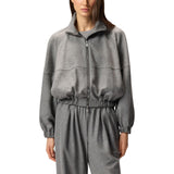 Bomber donna con zip in misto lana