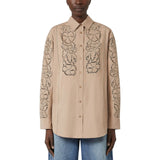 Camicia donna morbida in popeline ricamato