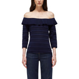 Maglia donna off shoulder in viscosa pointelle