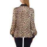 Camicia donna animalier con dettagli in denim