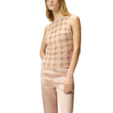 Top donna smanicato in tulle con cristalli
