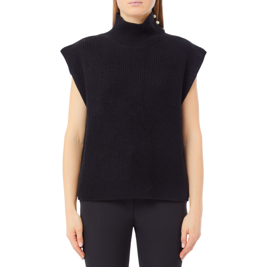 Maglia donna senza maniche a collo alto