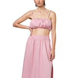 Top donna arricciato in popeline increspato