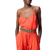 Top donna corto jacquard con spalline sottili