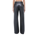 Pantaloni donna dritti in tessuto spalmato