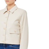 Giacca donna in tessuto spalmato con bottoni e tasche