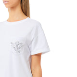 T-shirt donna con taschino logo e strass