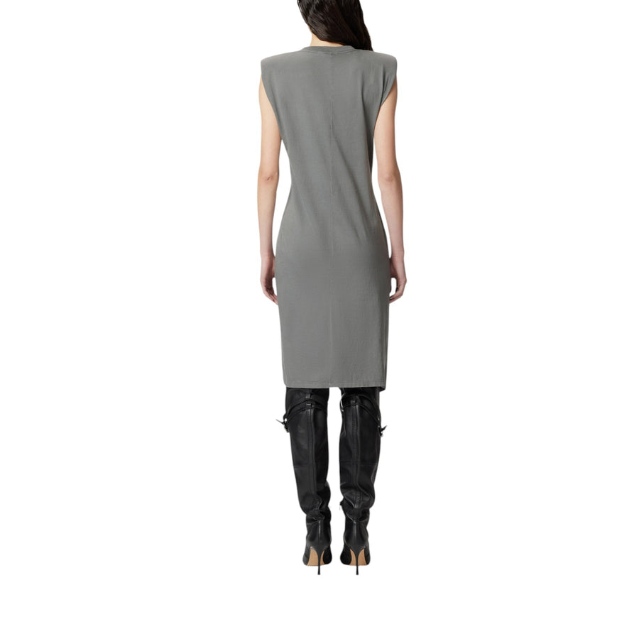 Abito donna midi in maglia con spalle imbottite