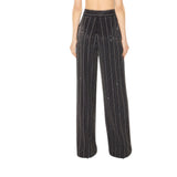 Pantaloni donna in crêpe leggero con cristalli