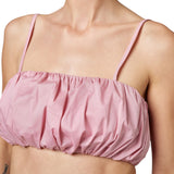 Top donna arricciato in popeline increspato