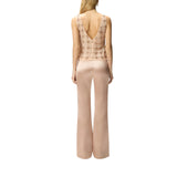 Top donna smanicato in tulle con cristalli