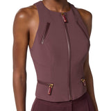 Top donna in doppio crêpe con dettagli zip