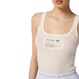 Top donna in maglia con dettaglio lettering