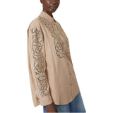 Camicia donna morbida in popeline ricamato