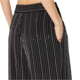 Pantaloni donna in crêpe leggero con cristalli