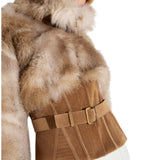 Giubbotto donna bustier con effetto pelliccia