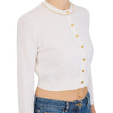 Cardigan donna in lana e cachemire con strass