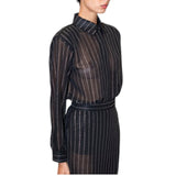 Blusa donna semitrasparente full strass