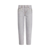 Jeans donna straight con strass